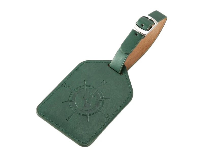 Faux Leather Solid Color Luggage Tag Travel Suitcase ID Address Baggage Label Green