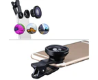 langma bling 3 in 1 Mobile Phone Fish Eye Super Wide Angle Macro Camera Lens Kit with Clip-Silver