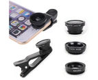 langma bling 3 in 1 Universal Clip-on Fish Eye Wide Angle Macro Lens Camera Phone Tablet-Black