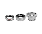 langma bling 3 in 1 Clip on Universal 0.65X Wide Angle Fisheye Macro Lens for Mobile Phone-Silver