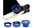 langma bling 3 in 1 Mobile Phone Camera Fish Eye Macro Super Wide Angle Lens Kit with Clip-Golden