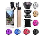 langma bling 3 in 1 Clip on Universal 0.65X Wide Angle Fisheye Macro Lens for Mobile Phone-Red