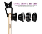 langma bling 3 in 1 Clip on Universal 0.65X Wide Angle Fisheye Macro Lens for Mobile Phone-Golden