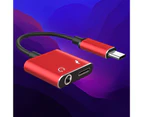 langma bling Audio Converter Multifunctional Quick Transmission Hot Swap 2 in 1 Type-C Phone Plug Play Audio Adapter Cable for Charging-Bright Red