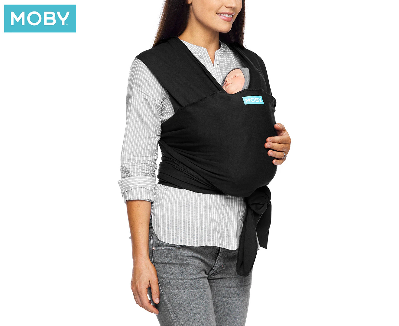 Moby Classic Wrap Baby/Newborn Cotton Fabric Body Travel Carrier Black