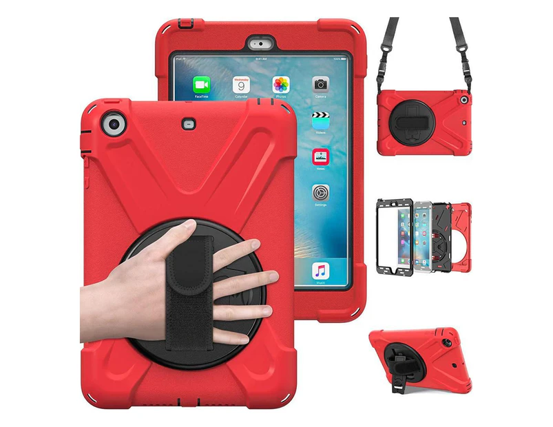 iPad Mini Case iPad Mini 1 2 3 Case Cover with 360 Degree Rotating Kickstand Hand Grip Strap Shoulder Strap ShockProof Rugged Protective Cover