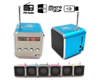 langma bling TDV26 Mini Subwoofer Stereo Speaker TF Card FM Radio Music Player with Antenna-Blue
