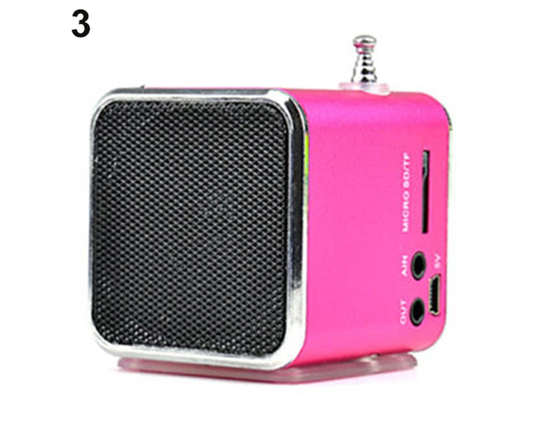langma bling Portable Rechargeable Micro SD TF Mini USB LED Speaker Music Player FM Radio Stereo-Pink