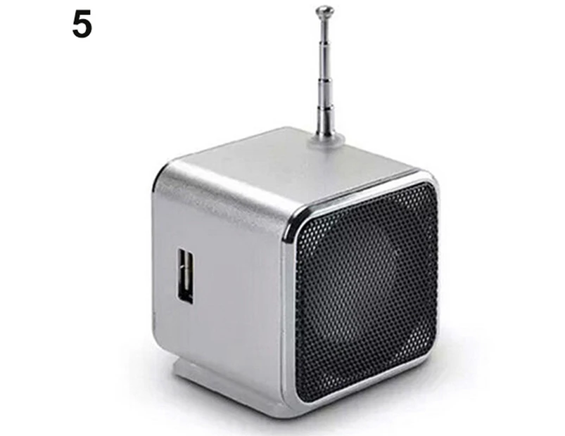 langma bling Portable Rechargeable Micro SD TF Mini USB LED Speaker Music Player FM Radio Stereo-Silver