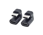 langma bling Type-C Adaptor Convenient Stable Transmission PVC U-shaped Angled Type C Male-to-Female Connector for Tablet-Black