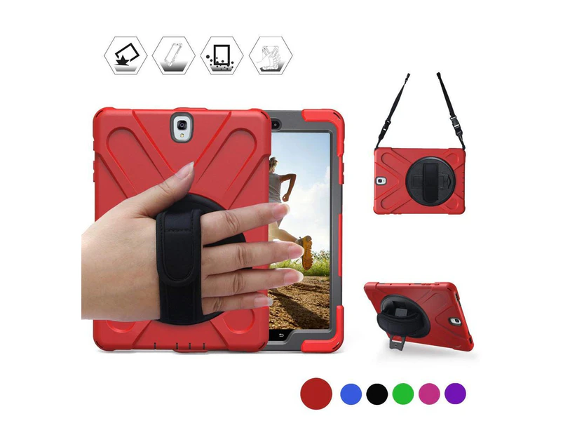 Samsung Galaxy Tab S2 8.0 inch 2015 Case Model SM-T710 SM-T713 SM-T715 Protective Cover with 360 Degree Swivel Kickstand Hand Strap Shoulder Strap