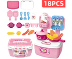 Simulation Children Pretend Play Role Play House Toy Kitchen Make Up Doctor Set - Rose Red