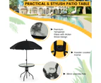 Costway 6PCS Patio Dining Set Folding Chairs Glass Table Tilt Umbrella Garden Grey