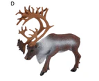 Bestjia Animal Figurine Durable Cognitive Competence Educational Toy Desk Decoration Christmas Elk Reindeer Sculpture for Kids - D