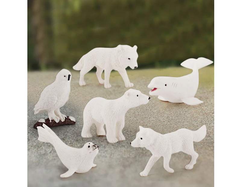 Bestjia 6Pcs Figurine Realistic Vivid Good Craftmanship Polar Bear Animal Model for Office - 6pcs