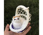 Bestjia Cute Simulation Cat Kitten Plush Doll Toy Desktop Figurine with Hanging Basket - H