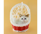 Bestjia Cute Simulation Cat Kitten Plush Doll Toy Desktop Figurine with Hanging Basket - D