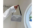 Shoulder Bag Rhinestones Shiny Chain Strap Crossbody Bag Cosmetic Bag Handbag for Party Gathering Wedding Banquet Silver
