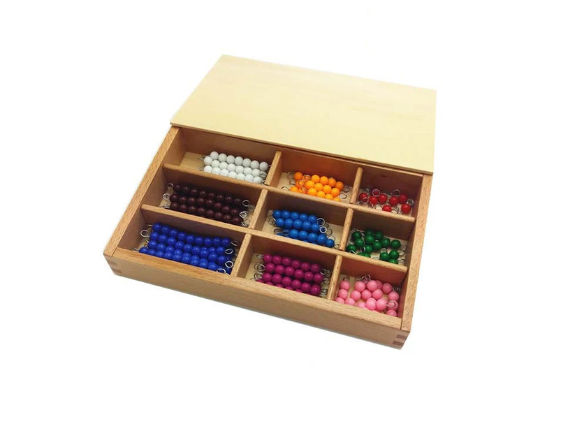 Wooden Montessori Math Bead Board Number Cognition Toy Kids Baby Early Learning