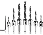 7Pcs Round Handle Countersunk Drill Bit Set Hss 3-10Mm Chamfer Tool For Woodworking Flute Countersunk Head Twist Drill Bit Set