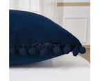 2Pcs Velvet Cushions with Pompoms Solid Color Cushion Covers(45X45cm)