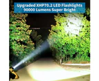 1Pcs Aluminum Alloy Strong Light Flashlight, High Lumens Rechargeable Led Flashlights, 90000 Lumens Tactical Flashlights