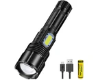 Ultra Powerful Led Flashlight, Usb Rechargeable Cree P50 Torch, Super Bright 3000 Lumens 5 Light Modes