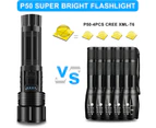 Ultra Powerful Led Flashlight, Usb Rechargeable Cree P50 Torch, Super Bright 3000 Lumens 5 Light Modes