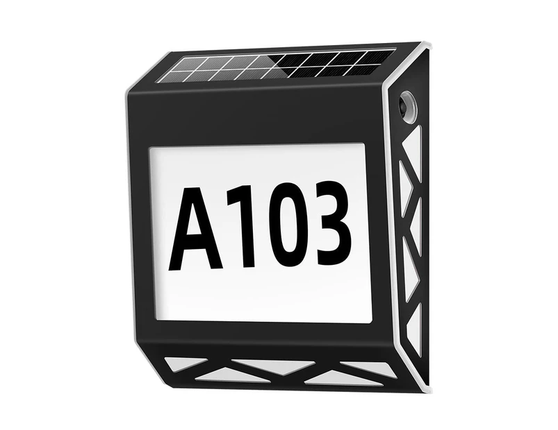 YH1101 Solar LED Address Sign Waterproof  Plate Wall Lamp House Number Light - Black+Warm White