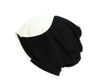 Beanie Hat Double Layer Color-block Bonnet Cap Windproof Casual Headwear Warm Winter Pullover Cap Couple Hat Unisex Accessories White