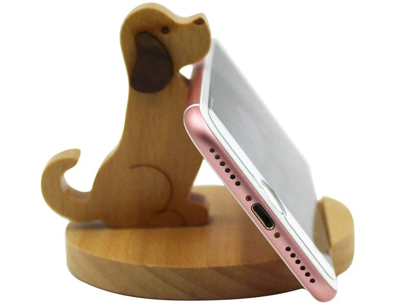 Cute Dog Cell Phone Holder, Wooden Smartphone Desk Stand For Iphone Xs / Max / Xr / X / 8/7 Plus / Google Pixel / Samsung Galaxy Note