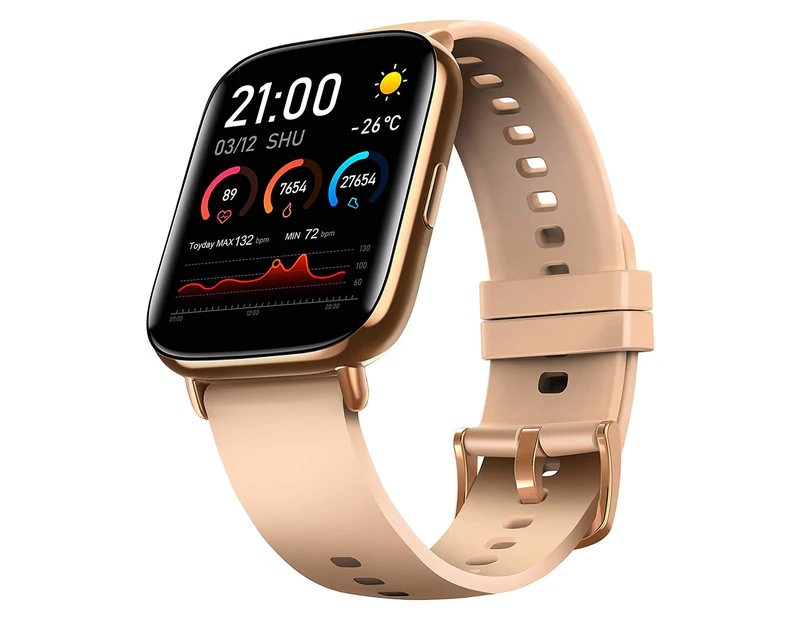 Gold Smart Watch Fitness Tracker  with  Heart Rate Blood Oxygen Monitor Sleep Quality  IP68 Waterproof