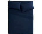 Navy Blue 1000TC Ultra Soft Sheet Set 100% Soft Microfiber  Fitted Sheet & Flat Sheet  2 Pillowcases