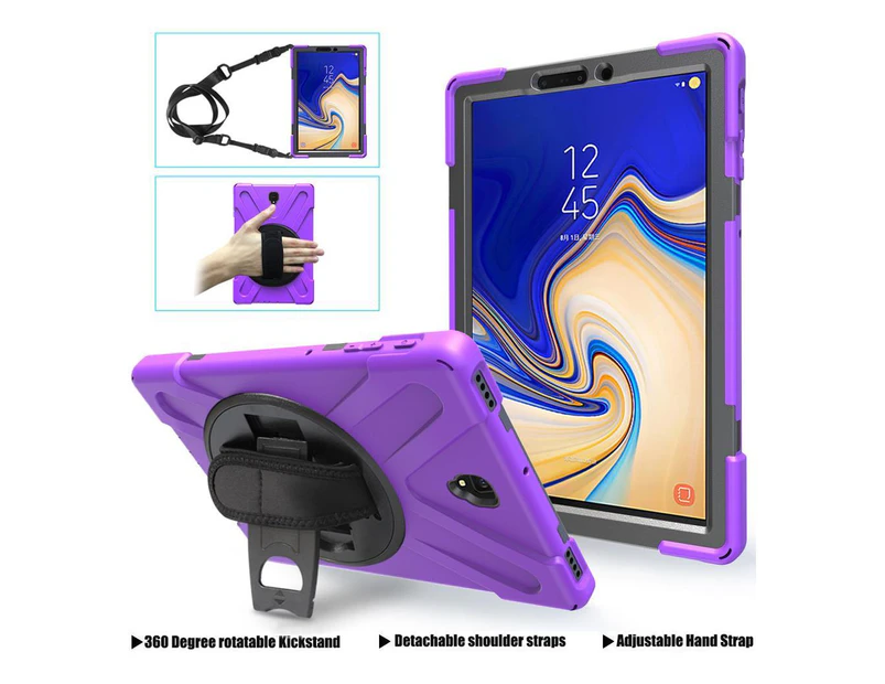 Samsung Galaxy Tab S4 10.5 inch 2018 Case, Model SM-T830/T835/T837 ShockProof Cover with 360 Degree Kickstand/Hand Strap/Shoulder Strap