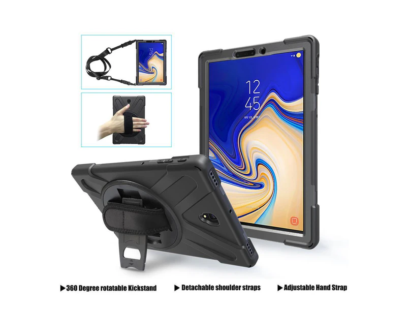 Samsung Galaxy Tab S4 10.5 inch 2018 Case, Model SM-T830/T835/T837 ShockProof Cover with 360 Degree Kickstand/Hand Strap/Shoulder Strap
