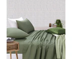 Amsons Royale Cotton Sheet Set - Fitted Flat Sheet With Pillowcases - Light Sage