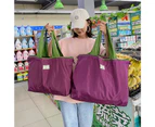 Sunshine Drawstring Anti-slid Handle Shopping Bag Oxford Cloth Practical Large Capacity Shoulder Bag for Daily Use-Black S