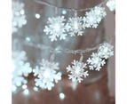 Christmas String Light Creative Shape Non-Glaring Wide Application Decorative Plastic Xmas Snowflake Style LED String Lights Decor-White 10M