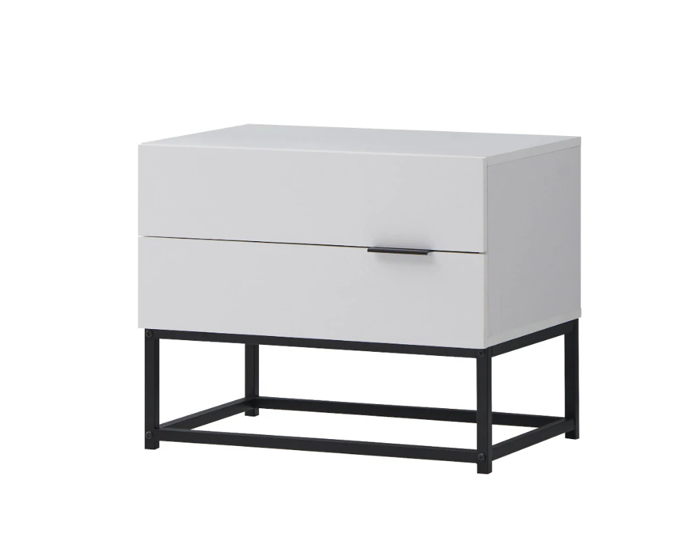 Kodu Cody Bedside Table 2 Drawer Industrial Side Table Nightstand white