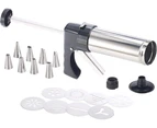 Baking Syringe: Stainless Steel Pastry Press & Topping Syringe With 8 Templates And 8 Nozzles (Cookie Press)