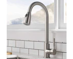 Commercial Single Handle High Arc Brushed Nickel Pull Out Kitchen Faucet ,Down Sprayer Without Deck Plate