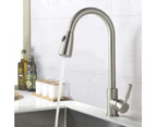 Commercial Single Handle High Arc Brushed Nickel Pull Out Kitchen Faucet ,Down Sprayer Without Deck Plate