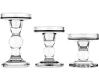 3 Pieces Clear Glass Set Candle Holders - Set of Three Candle Holders Foam SetModern Candle Holder Transparent Glass Candle