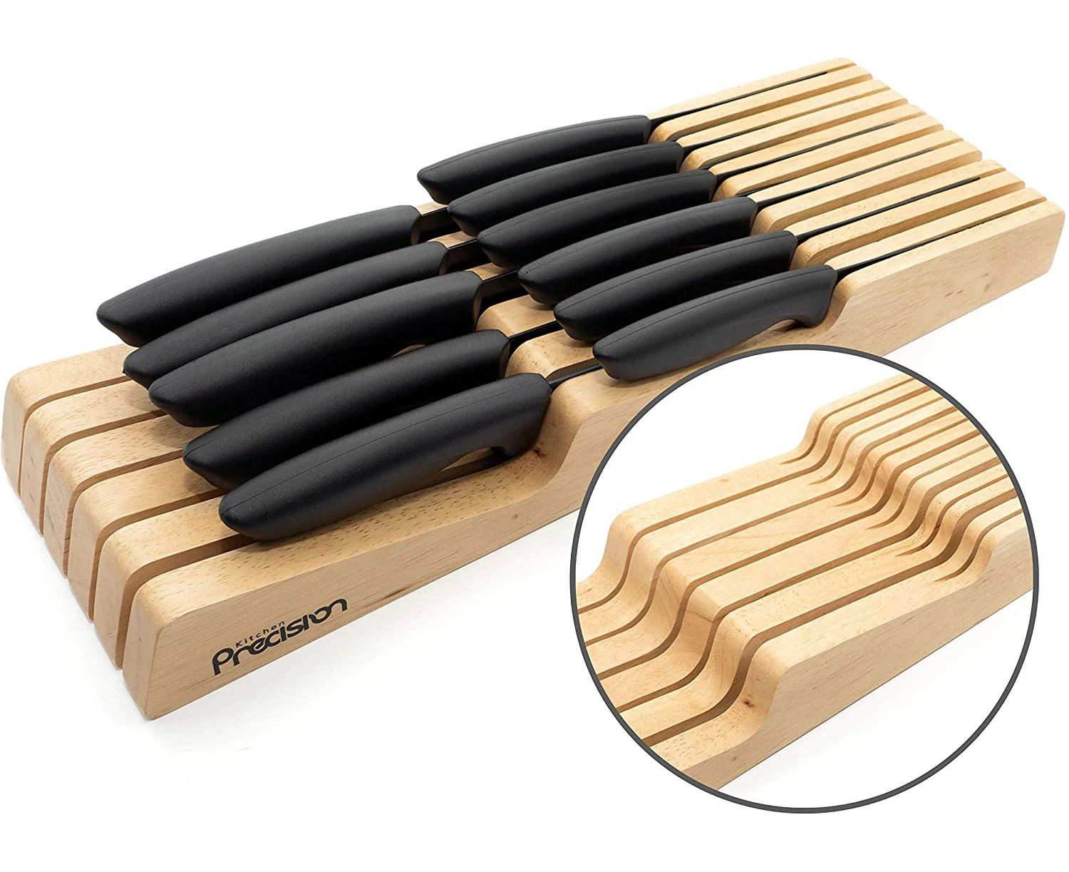 Knife Block Drawer Organiser Hardwood Knife Holder Divider Holds 11 Knives