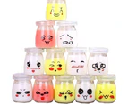 12 Glass Yoghurt Jars With Lids Decorated With Different Emoji, Dessert Cream Jar Capacity 100Ml