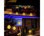 Solar Lights Cracked Glass Ball, Warm Amber Led Waterproof Outdoor Solar Lantern Patio Decor