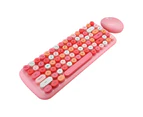 MOFII Wireless Keyboard Mouse Set Round Keycap Ergonomic Waterproof Typing Mixed Candy Color 2.4G Desktop Computer Keyboard Mice Combos for Gaming - Pink