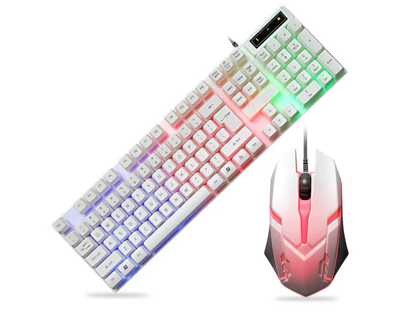 Bluebird Luminous Wired Gaming Keyboard Mouse Set with USB Interface Computer Accessories - White