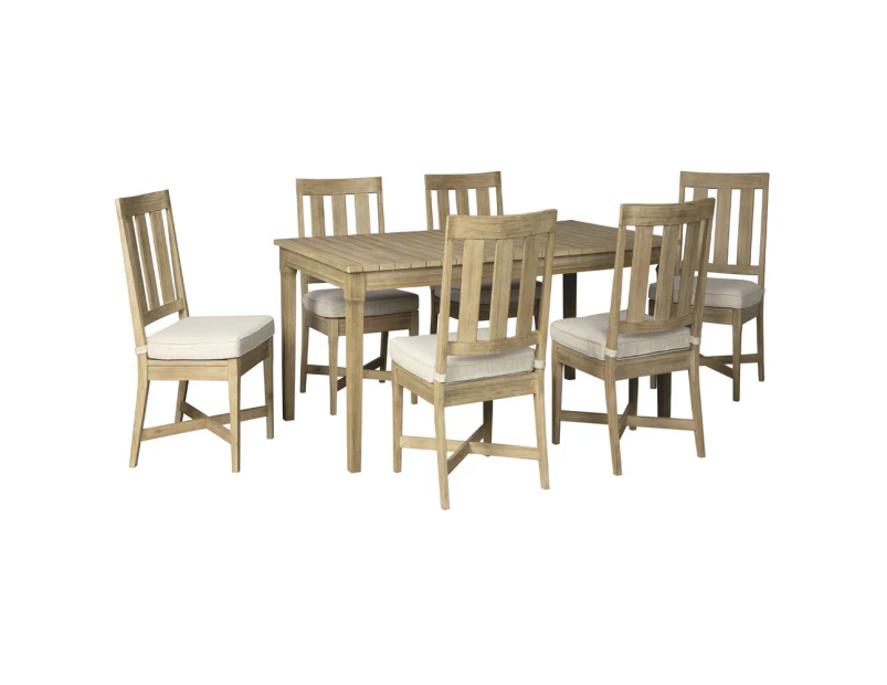 Outdoor Dakota Outdoor Timber 6 Seater Dining Table And Chairs Furniture Setting - Outdoor Dining Settings