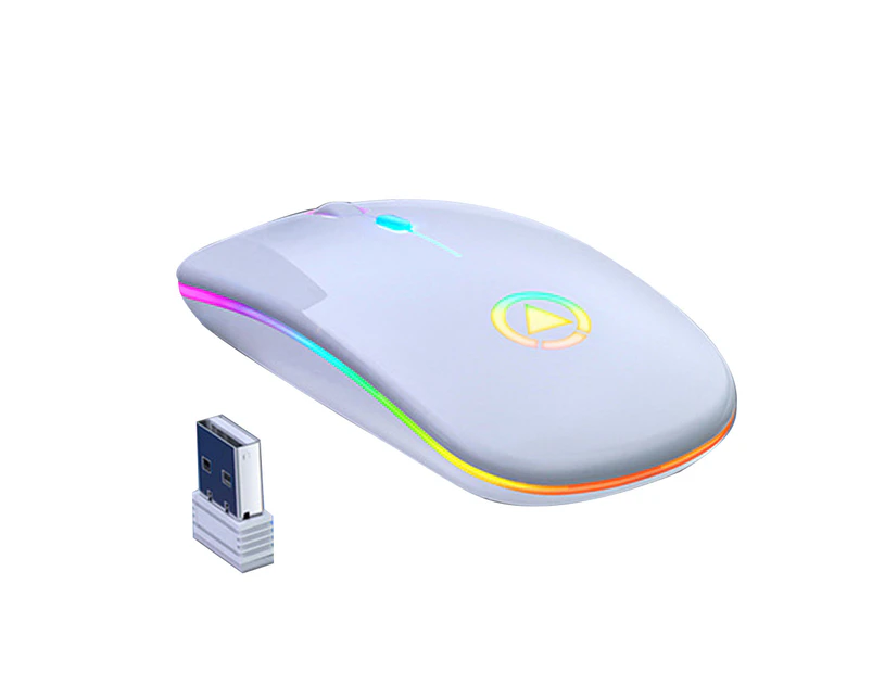 Bluebird 2.4G Wireless Rechargeable Bluetooth-compatible 3.0/5.0 Mute Gaming Mouse for Computer - White